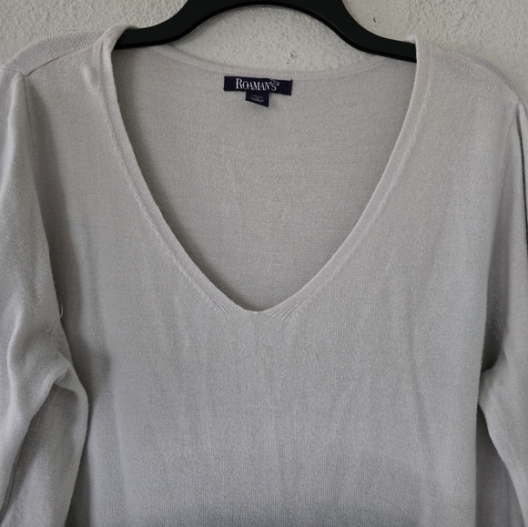 Roamans Womens Oyster Ombré Ribbed Sweater Dress Sz M Long Sleeve Knit - Picture 5 of 10